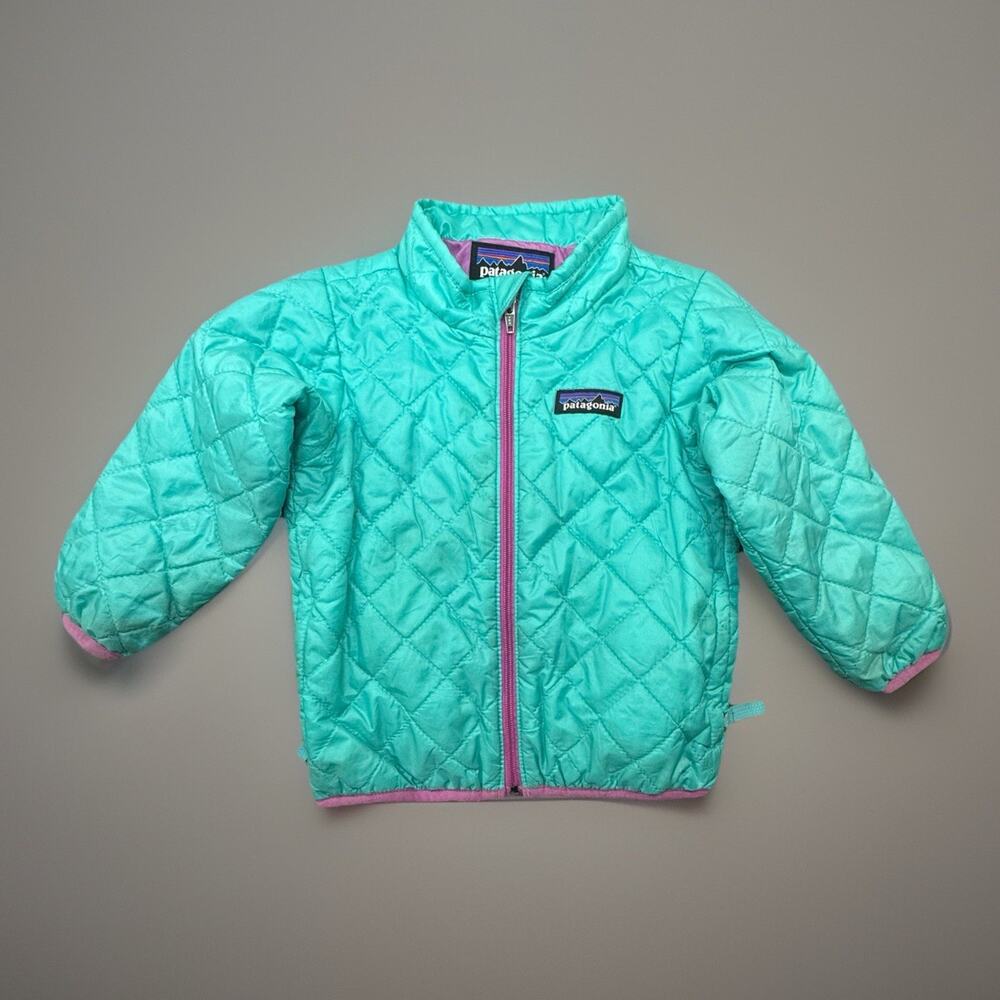 Patagonia Baby Down Sweater Toddlers 6-12M Green Full Zip Insulated Puffer -596
